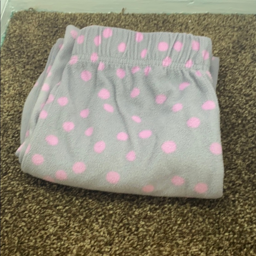 pink and grey polka dot sweatpants